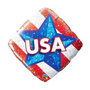 Balão Qualatex 18" - Diamante - Usa-Vermelho, Branco E Azul - 1 Un