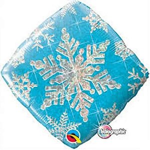 Balão Qualatex 18" - Diamante Hol - Floco De Neve Brilho Azul - 1 Un