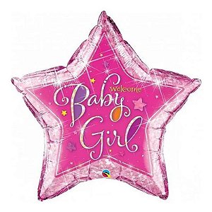 Balão Qualatex 36" - Estrela Hol - Welcome Baby Girl-Estrelas - 1 Un