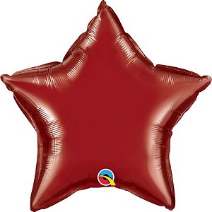 Balão Qualatex 20" - Estrela Solto - Vermelho Borgonha Metálico Liso - 1 Un