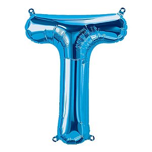 Balão Qualatex 34" - Letra - T Azul - 1 Un