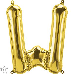Balão Qualatex 34" - Letra - W Ouro - 1 Un