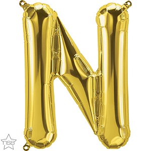 Balão Qualatex 16" - Letra - N Ouro - 1 Un