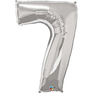 Balão Qualatex 34" - Número Sete Prata - 1 Un