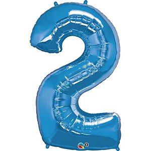 Balão Qualatex 34" - Número Dois Azul Safira - 1 Un