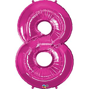 Balão Qualatex 34" - Número Oito Magenta - 1 Un