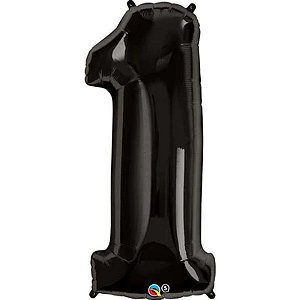 Balão Qualatex 34" - Número Um Preto Onix - 1 Un