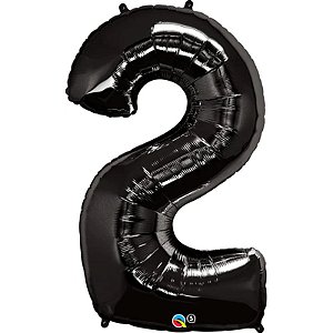 Balão Qualatex 34" - Número Dois Preto Onix - 1 Un