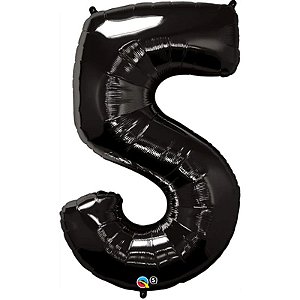 Balão Qualatex 34" - Número Cinco Preto Onix - 1 Un