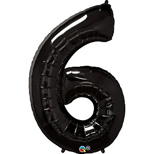Balão Qualatex 34" - Número Seis Preto Onix - 1 Un