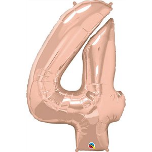 Balão Qualatex 34" - Número Quatro Rosê - 1 Un