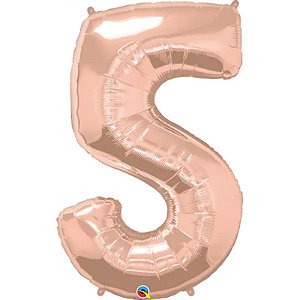 Balão Qualatex 34" - Número Cinco Rosê - 1 Un
