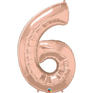 Balão Qualatex 34" - Número Seis Rosê - 1 Un