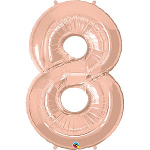 Balão Qualatex 34" - Número Oito Rosê - 1 Un