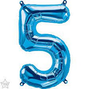 Balão Qualatex 16" - Número - 5 Azul - 1 Un
