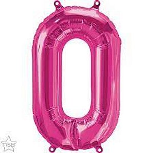 Balão Qualatex 16" - Número - 0 Magenta - 1 Un