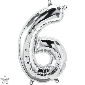 Balão Qualatex 16" - Número - 6 Prata - 1 Un