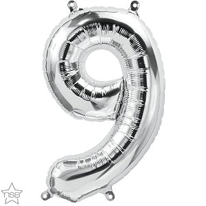 Balão Qualatex 16" - Número - 9 Prata - 1 Un