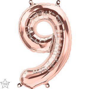 Balão Qualatex 16" - Número - 9 Rosê - 1 Un