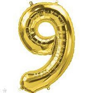 Balão Qualatex 34" - Número - 9 Ouro - 1 Un