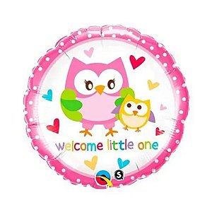 Balão Qualatex 18" - Redondo - Welcome Little One-Coruja - 1 Un