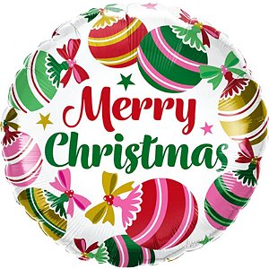 Balão Qualatex 18" - Redondo - Merry Christmas-Ornamentos - 1 Un
