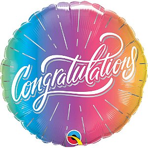 Balão Qualatex 18" - Redondo - Congratulations-Ombre Vibrante - 1 Un