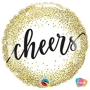 Balão Qualatex 18" - Redondo - Cheers-Pontos E Ouro - 1 Un