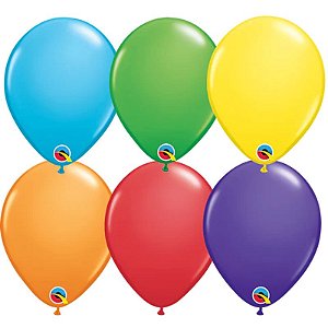 Balão Qualatex 5" - Redondo Arco-Íris - Plain Látex - 100 Un