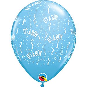 Balão Qualatex 11" - Redondo Azul Claro - It'S A Boy - 50 Un