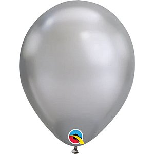 Balão Qualatex 11" - Redondo Chrome Prata - Liso Látex - 100 Un