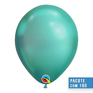 Balão Qualatex 7" - Redondo Chrome Verde - Liso Látex - 100 Un