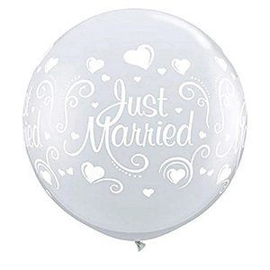 Balão Qualatex 3" - Transparente - Just Married-Corações - 2 Un