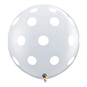 Balão Qualatex 3" - Transparente - Pontos Polka Grandes - 2 Un