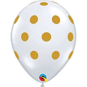 Balão Qualatex 11" - Transparente - Pontos Polka Grandes - 50 Un