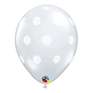 Balão Qualatex 5" - Transparente - Pontos Polka Grandes - 100 Un