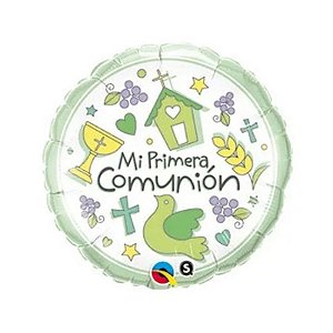 Balão Qualatex 09" - Redondo Solto - Mi Primera Comunion-Símbolos - 1 Un