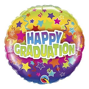 Balão Qualatex 09" - Redondo Solto - Happy Graduation-Estrelas - 1 Un