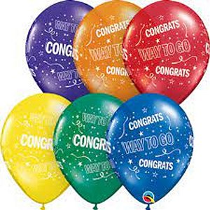 Balão Qualatex 11" - Redondo Sortido Especial - Way To Go-Congrats - 50 Un