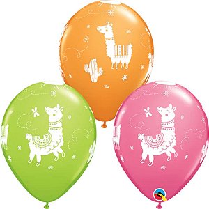 Balão Qualatex 11" - Redondo Sortido Especial - Lhamas - 50 Un
