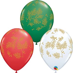 Balão Qualatex 11" - Redondo Sortido Especial - Contemporaneo Evergreen - 50 Un