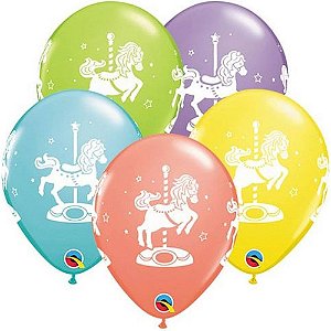 Balão Qualatex 11" - Redondo Sortido Sorvete - Cavalos De Carrossel - 50 Un