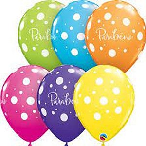 Balão Qualatex 11" - Redondo Sortido Tropical - Parabens-Pontos - 50 Un