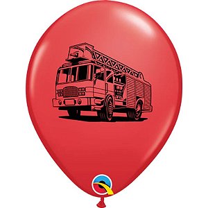 Balão Qualatex 11" - Redondo Vermelho - Corpo De Bombeiros - 50 Un