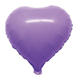 Balão Macaron Coração com Canudo Lilás 18" - Silver Plastic - 1 Un