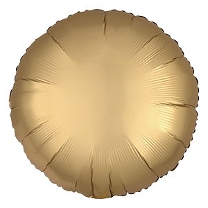 Balão Cromado Redondo com Canudo Dourado 18" - Silver Plastic - 1 Unidade