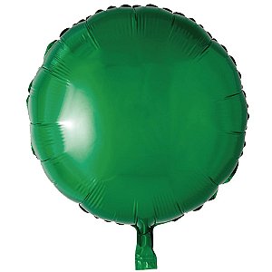 Balão Metalizado Redondo com Canudo Verde 18" - Silver Plastic - 1 Unidade