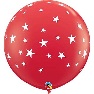 Balão Qualatex 3' R Vermelho Estrelas Contemporâneas - 2 Un