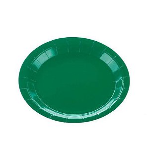 Prato de Papel Liso 18cm Verde Bandeira - 10 Un