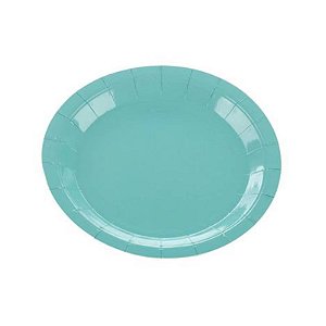 Prato de Papel Liso 18cm Azul Piscina - 10 Un